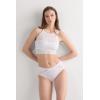 Woman’s Semi-High Rise Cotton and Lace Panties(White – White)