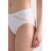 Woman’s Semi-High Rise Cotton and Lace Panties(White – White)