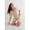 Woman’s Short Sleeve Linen Cloth Shirt in Natural, Size M