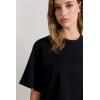 Woman’s Short Sleeve Top in Cotton(Black – Black)