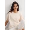 Woman’s Short Sleeve Top in Cotton(White – Bianco Polvere)