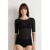 Woman’s Short-Sleeved Top in Ultranatural with Cashmere(Black – Black)