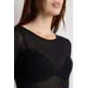 Woman’s Short-Sleeved Top in Ultranatural with Cashmere(Black – Black)