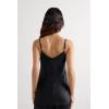 Woman’s Silk Satin Top with V-Neckline(Black – Black)
