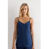 Woman’s Silk Satin Top with V-Neckline(Blue – Intense Blue)