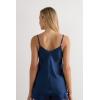 Woman’s Silk Satin Top with V-Neckline(Blue – Intense Blue)