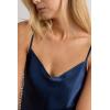 Woman’s Silk Satin Top with V-Neckline(Blue – Intense Blue)