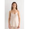 Woman’s Silk Satin Top with V-Neckline(Natural – Avorio Crema)