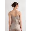 Woman’s Silk Satin Top with V-Neckline(Natural – Powder Beige)