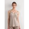 Woman’s Silk Satin Top with V-Neckline(Natural – Powder Beige)
