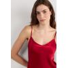 Woman’s Silk Satin Top with V-Neckline(Red – Red)