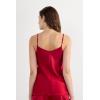 Woman’s Silk Satin Top with V-Neckline(Red – Red)