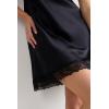 Woman’s Silk Slip with Lace Insert Detail(Black – Black)