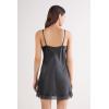 Woman’s Silk Slip with Lace Insert Detail(Gray – Titanium Grey)