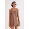Woman’s Silk Slip with Lace Insert Detail(Natural – Caramel Dark Beige)