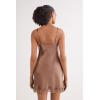 Woman’s Silk Slip with Lace Insert Detail(Natural – Caramel Dark Beige)