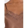 Woman’s Silk Slip with Lace Insert Detail(Natural – Caramel Dark Beige)