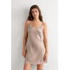 Woman’s Silk Slip with Lace Insert Detail(Natural – Powder Beige)