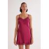 Woman’s Silk Slip with Lace Insert Detail(Red – Beet Red)