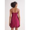 Woman’s Silk Slip with Lace Insert Detail(Red – Beet Red)