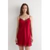 Woman’s Silk Slip with Lace Insert Detail(Red – Red)