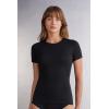 Woman’s Stretch Superior Cotton Short Sleeve Top(Black – Black)