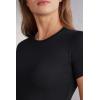 Woman’s Stretch Superior Cotton Short Sleeve Top(Black – Black)