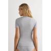 Woman’s Stretch Superior Cotton Short Sleeve Top(Grey – Light Grey Melange)