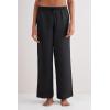 Woman’s The Pure Linen Full Length Drawstring Pants in Linen Fabric(Black – Black)
