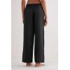 Woman’s The Pure Linen Full Length Drawstring Pants in Linen Fabric(Black – Black)