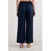 Woman’s The Pure Linen Full Length Drawstring Pants in Linen Fabric(Blue – Sailor Blue)