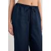 Woman’s The Pure Linen Full Length Drawstring Pants in Linen Fabric(Blue – Sailor Blue)