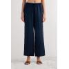 Woman’s The Pure Linen Full Length Drawstring Pants in Linen Fabric(Blue – Sailor Blue)