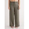 Woman’s The Pure Linen Full Length Drawstring Pants in Linen Fabric(Green – Safari Green)
