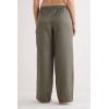 Woman’s The Pure Linen Full Length Drawstring Pants in Linen Fabric(Green – Safari Green)