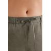 Woman’s The Pure Linen Full Length Drawstring Pants in Linen Fabric(Green – Safari Green)