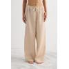 Woman’s The Pure Linen Full Length Drawstring Pants in Linen Fabric(Natural – Beige Rope)