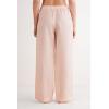 Woman’s The Pure Linen Full Length Drawstring Pants in Linen Fabric(Pink – Blushing Pink)