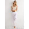 Woman’s The Pure Linen Full Length Drawstring Pants in Linen Fabric(White – White)
