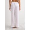 Woman’s The Pure Linen Full Length Drawstring Pants in Linen Fabric(White – White)