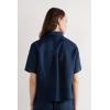 Woman’s The Pure Linen Short Sleeve Shirt in Linen Fabric(Blue – Sailor Blue)