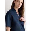 Woman’s The Pure Linen Short Sleeve Shirt in Linen Fabric(Blue – Sailor Blue)