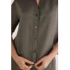 Woman’s The Pure Linen Short Sleeve Shirt in Linen Fabric(Green – Safari Green)