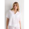 Woman’s The Pure Linen Short Sleeve Shirt in Linen Fabric(White – White)
