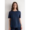 Woman’s The Pure Linen Short Sleeve Top in Linen(Blue – Sailor Blue)