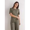Woman’s The Pure Linen Short Sleeve Top in Linen(Green – Safari Green)
