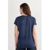 Woman’s The Pure Linen Short Sleeve V-Neck Top in Linen(Blue – Sailor Blue)