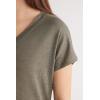 Woman’s The Pure Linen Short Sleeve V-Neck Top in Linen(Green – Safari Green)