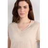 Woman’s The Pure Linen Short Sleeve V-Neck Top in Linen(Natural – Beige Rope)