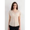 Woman’s The Pure Linen Short Sleeve V-Neck Top in Linen(Natural – Beige Rope)